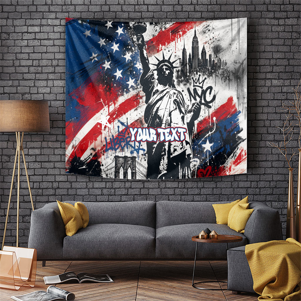 Personalized New York Statue Of Liberty Tapestry Grunge Street Art NYC Skyline American Pride