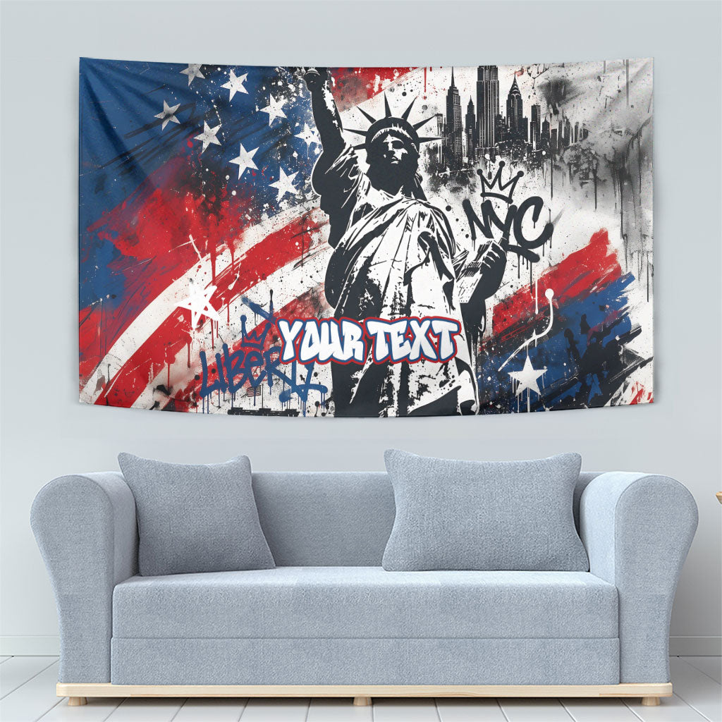 Personalized New York Statue Of Liberty Tapestry Grunge Street Art NYC Skyline American Pride