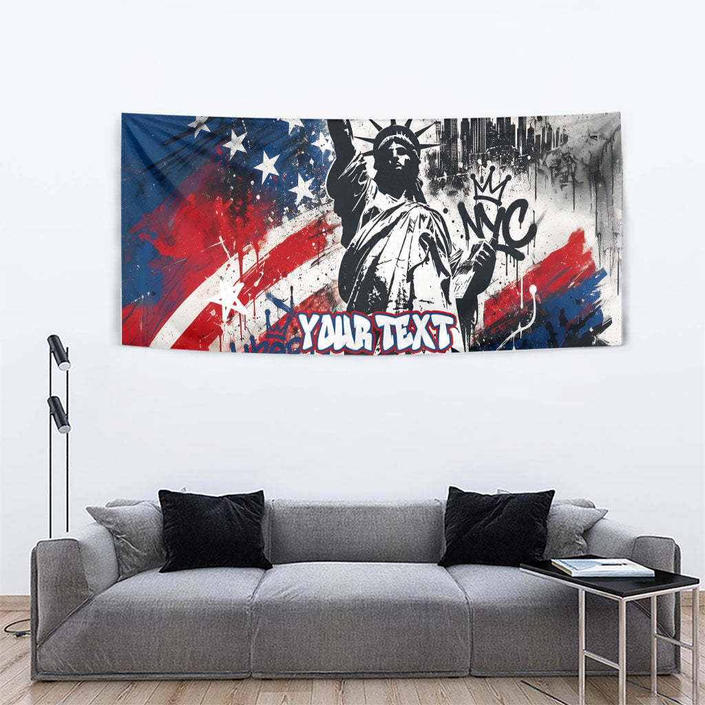 Personalized New York Statue Of Liberty Tapestry Grunge Street Art NYC Skyline American Pride