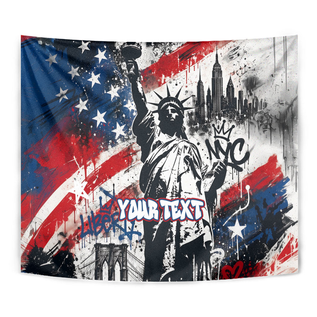 Personalized New York Statue Of Liberty Tapestry Grunge Street Art NYC Skyline American Pride