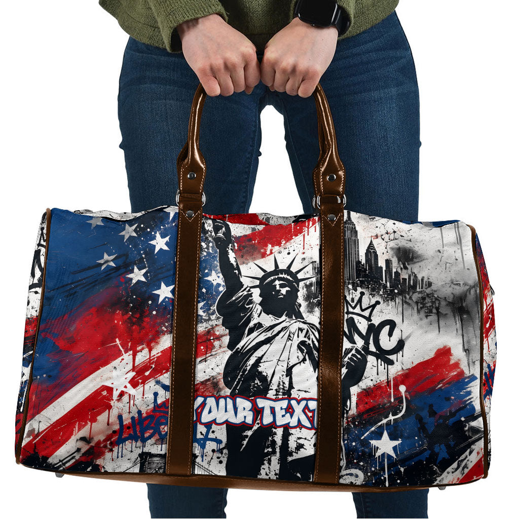 Personalized New York Statue Of Liberty Travel Bag Grunge Street Art NYC Skyline American Pride