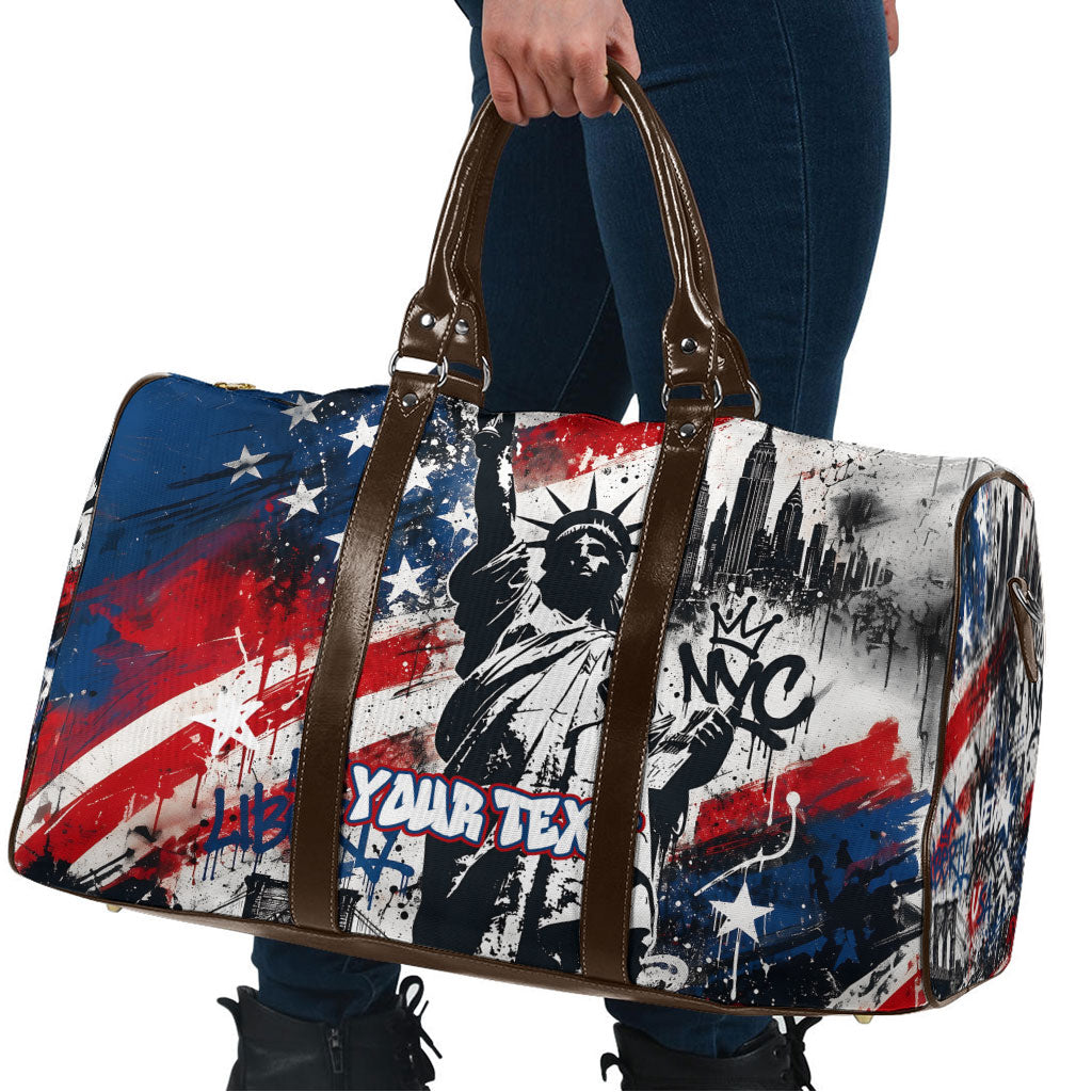 Personalized New York Statue Of Liberty Travel Bag Grunge Street Art NYC Skyline American Pride