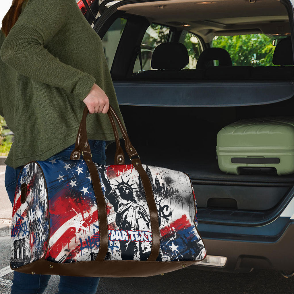 Personalized New York Statue Of Liberty Travel Bag Grunge Street Art NYC Skyline American Pride