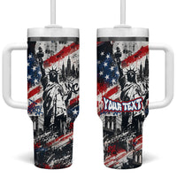 Personalized New York Statue Of Liberty Tumbler With Handle Grunge Street Art NYC Skyline American Pride