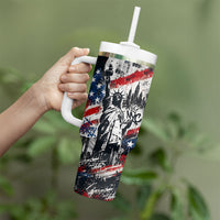 Personalized New York Statue Of Liberty Tumbler With Handle Grunge Street Art NYC Skyline American Pride