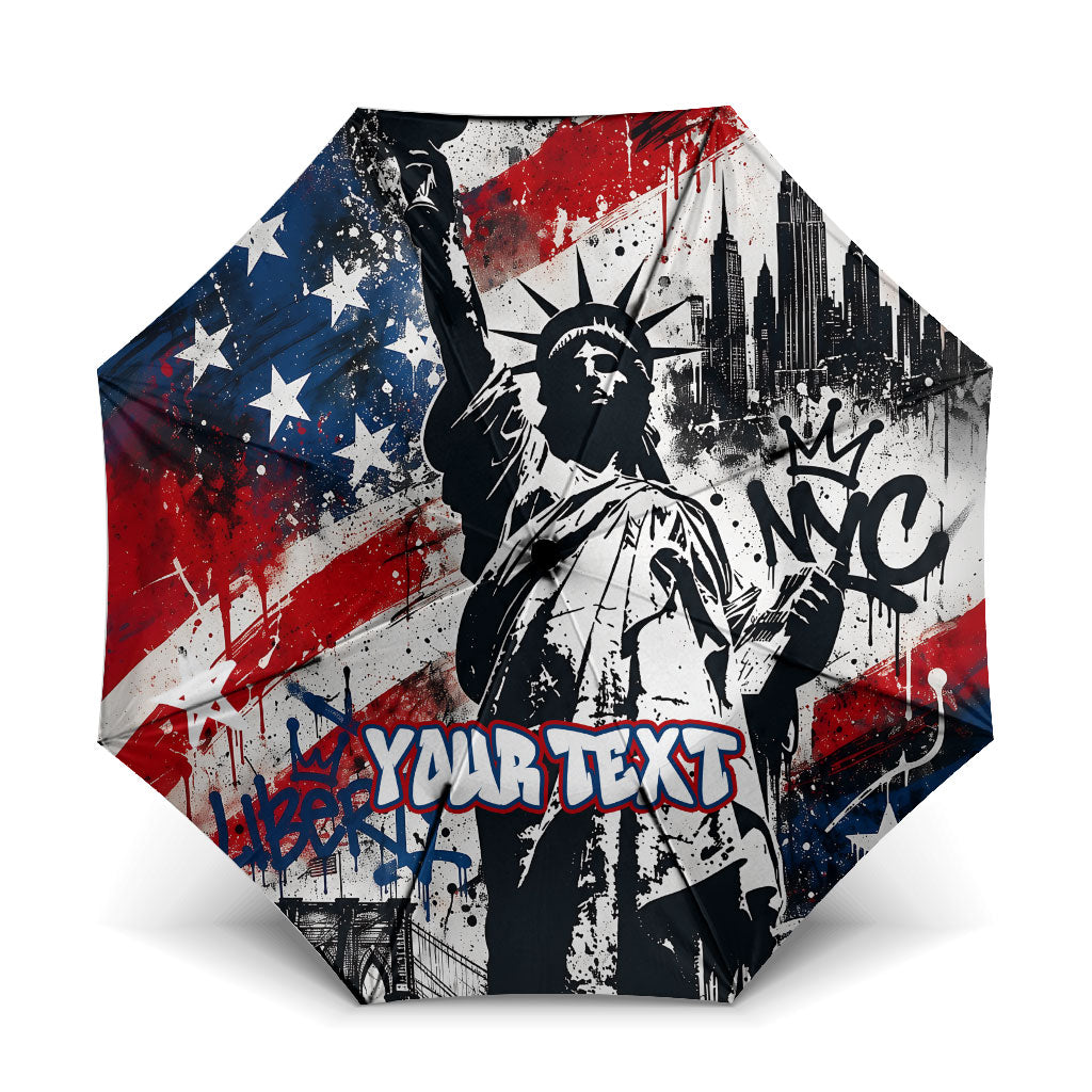 Personalized New York Statue Of Liberty Umbrella Grunge Street Art NYC Skyline American Pride