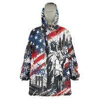 Personalized New York Statue Of Liberty Wearable Blanket Hoodie Grunge Street Art NYC Skyline American Pride