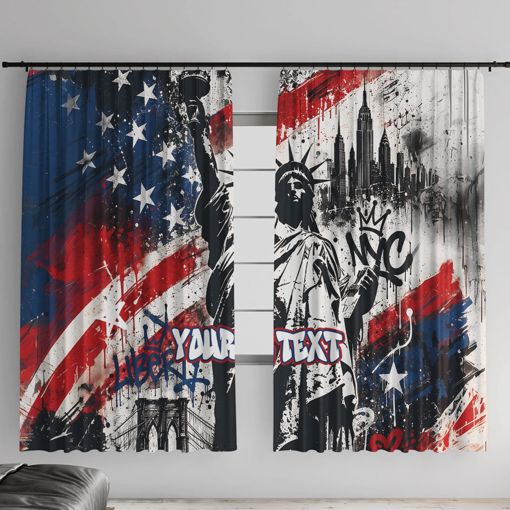 Personalized New York Statue Of Liberty Window Curtain Grunge Street Art NYC Skyline American Pride