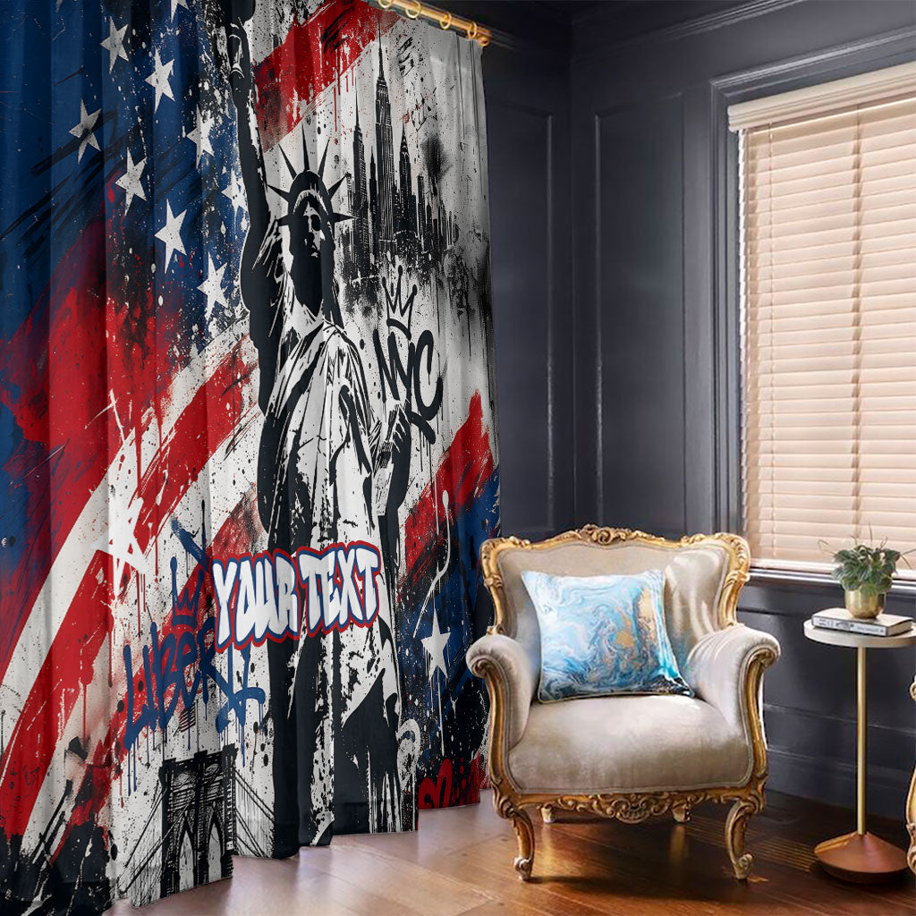 Personalized New York Statue Of Liberty Window Curtain Grunge Street Art NYC Skyline American Pride