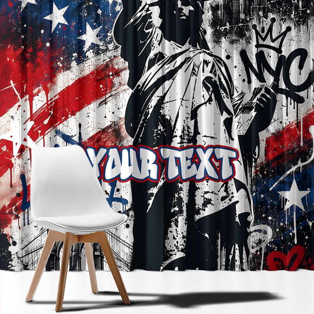 Personalized New York Statue Of Liberty Window Curtain Grunge Street Art NYC Skyline American Pride