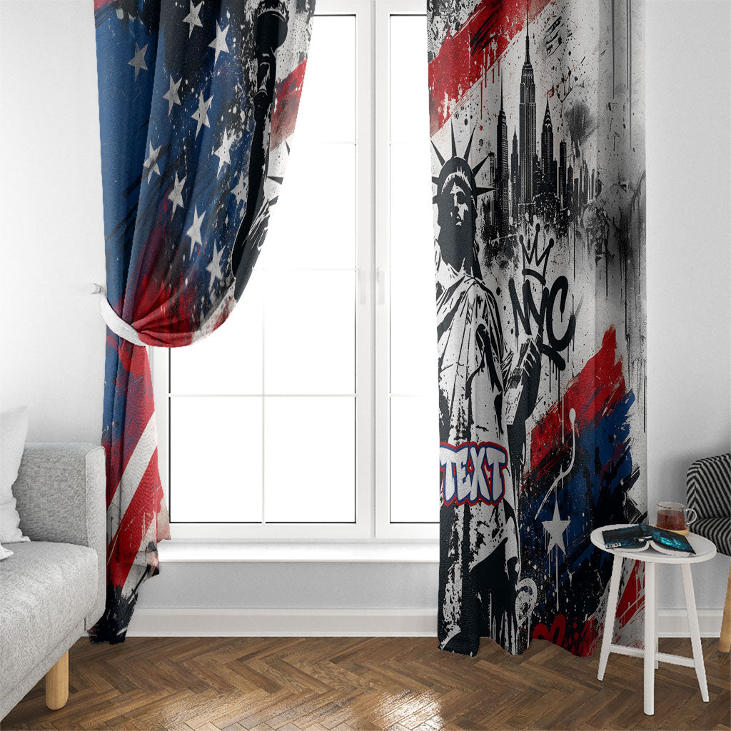 Personalized New York Statue Of Liberty Window Curtain Grunge Street Art NYC Skyline American Pride