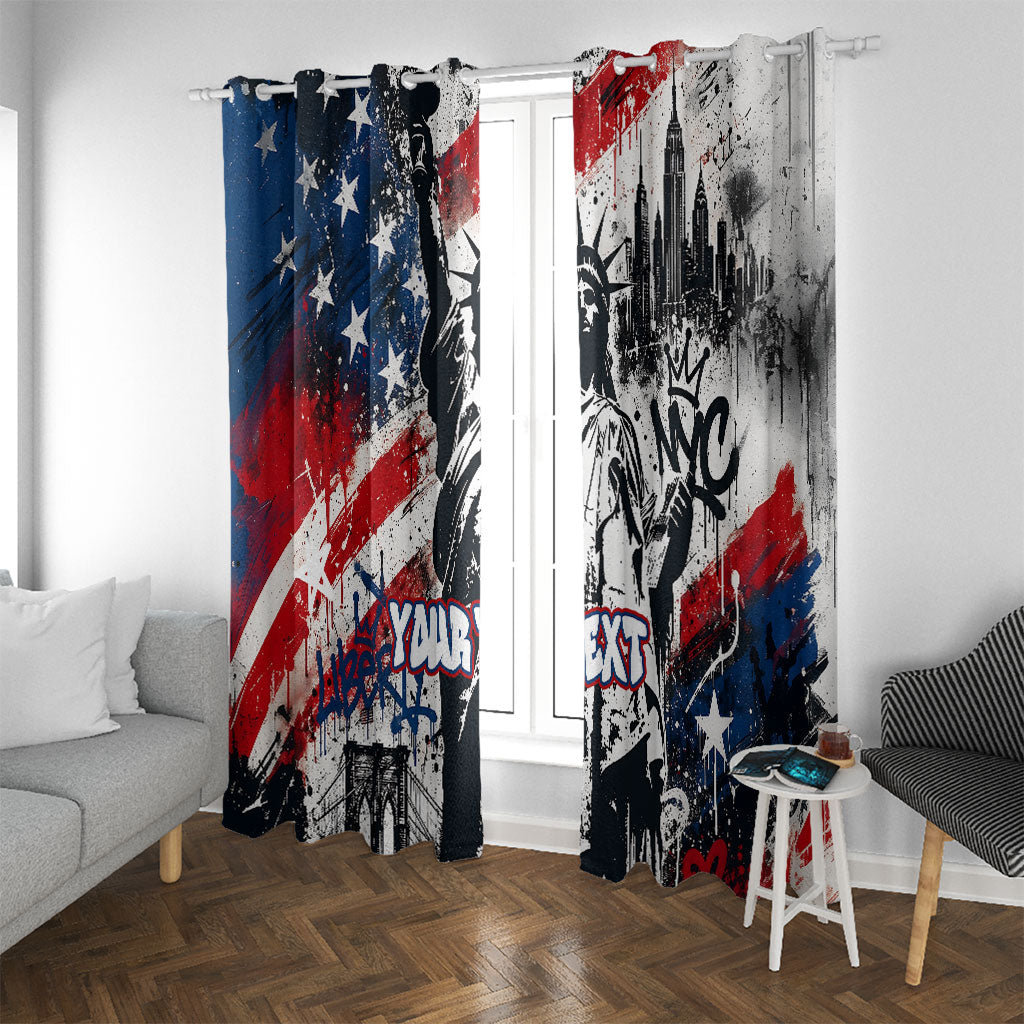 Personalized New York Statue Of Liberty Window Curtain Grunge Street Art NYC Skyline American Pride