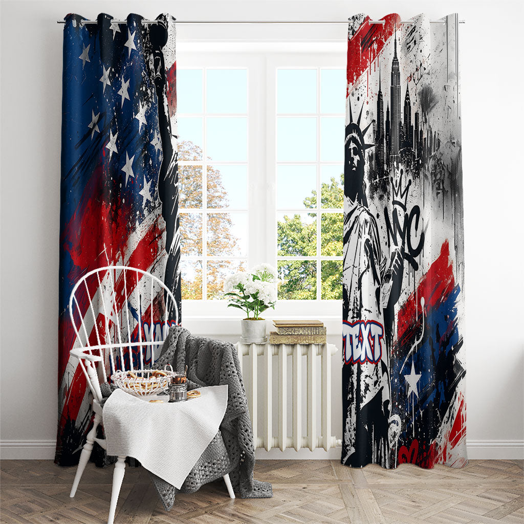 Personalized New York Statue Of Liberty Window Curtain Grunge Street Art NYC Skyline American Pride