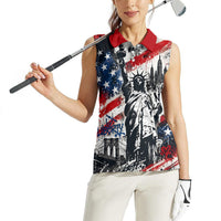 Personalized New York Statue Of Liberty Women Sleeveless Polo Shirt Grunge Street Art NYC Skyline American Pride
