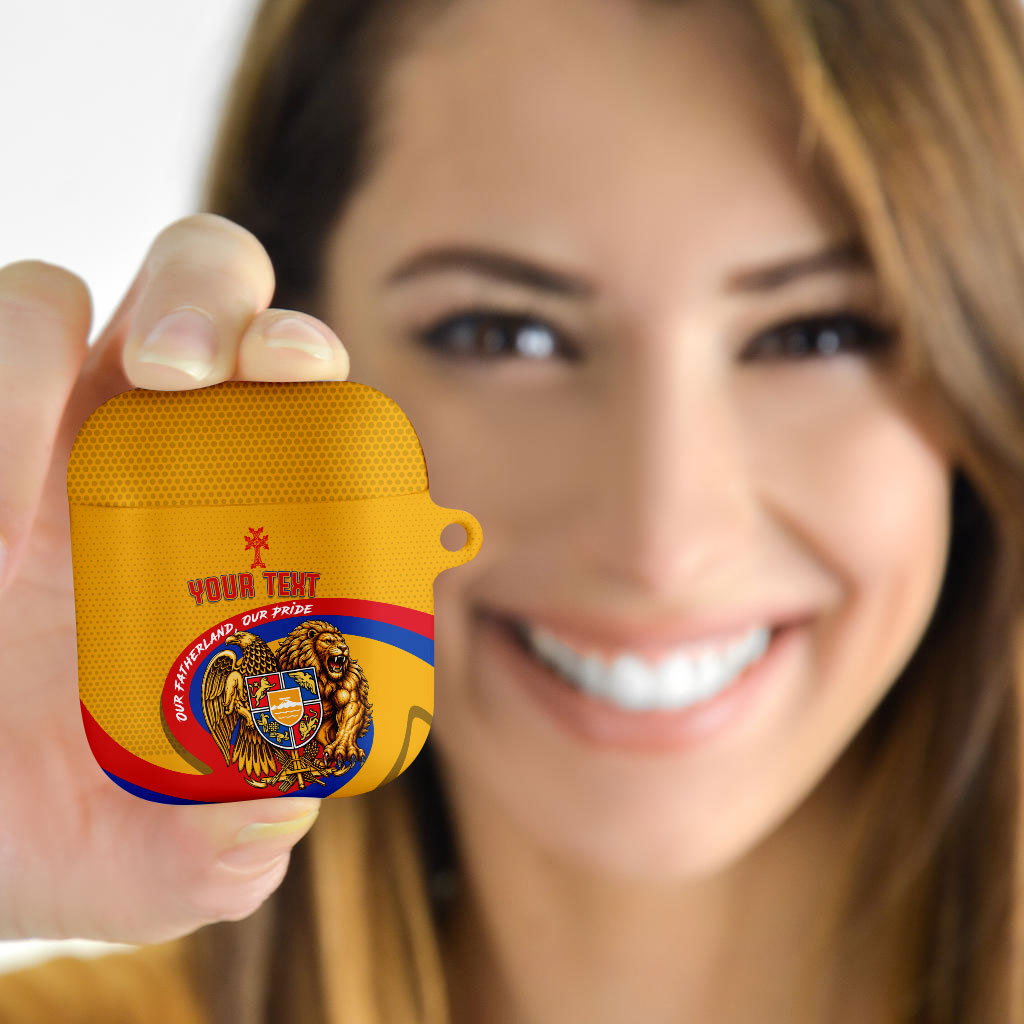 Personalized Armenia Coat Of Arms AirPods Case Armenian Flag Map And Patriotic Eagle Lion