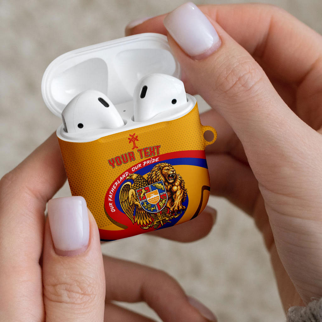 Personalized Armenia Coat Of Arms AirPods Case Armenian Flag Map And Patriotic Eagle Lion