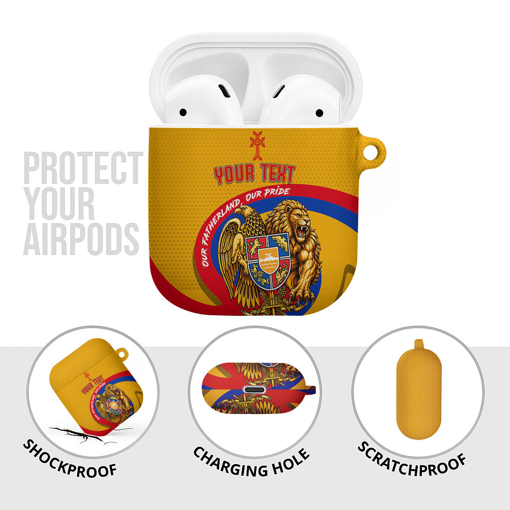 Personalized Armenia Coat Of Arms AirPods Case Armenian Flag Map And Patriotic Eagle Lion