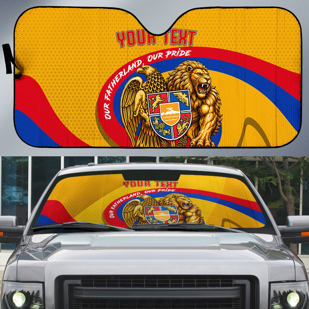 Personalized Armenia Coat Of Arms Auto Sun Shade Armenian Flag Map And Patriotic Eagle Lion