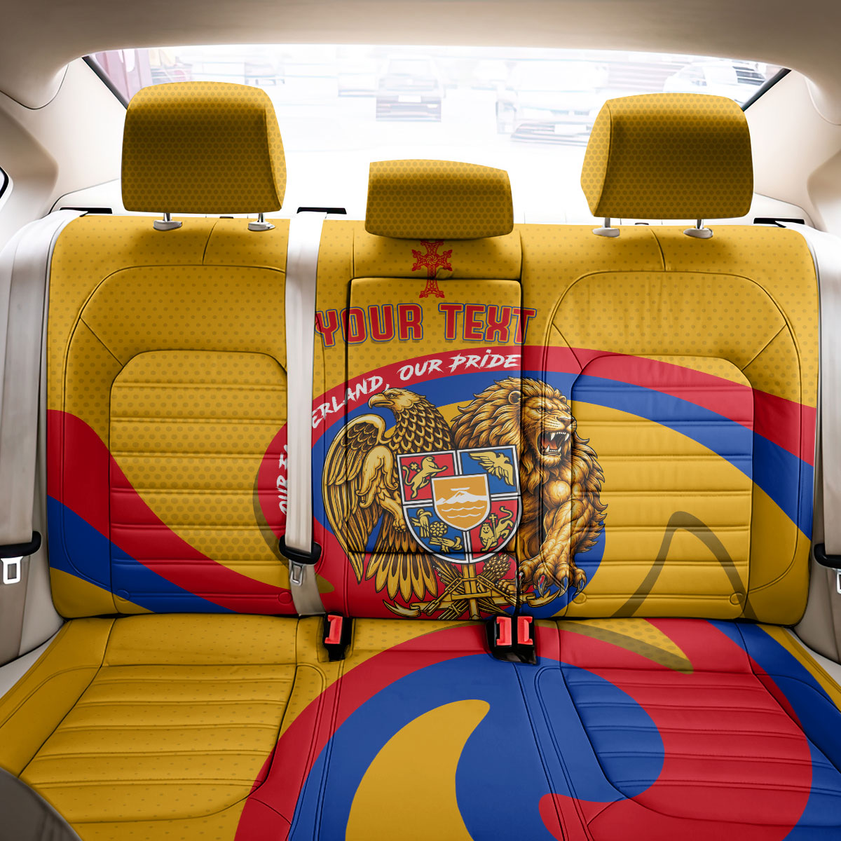 Personalized Armenia Coat Of Arms Back Car Seat Cover Armenian Flag Map And Patriotic Eagle Lion