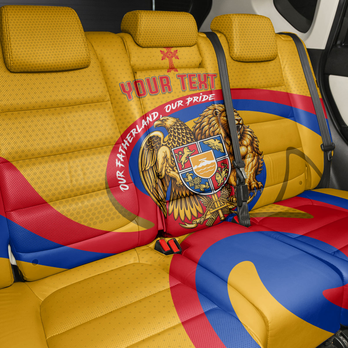 Personalized Armenia Coat Of Arms Back Car Seat Cover Armenian Flag Map And Patriotic Eagle Lion