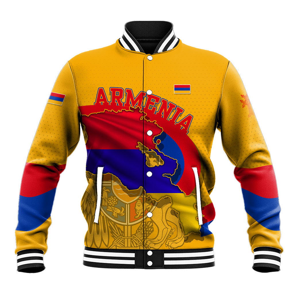Personalized Armenia Coat Of Arms Baseball Jacket Armenian Flag Map And Patriotic Eagle Lion