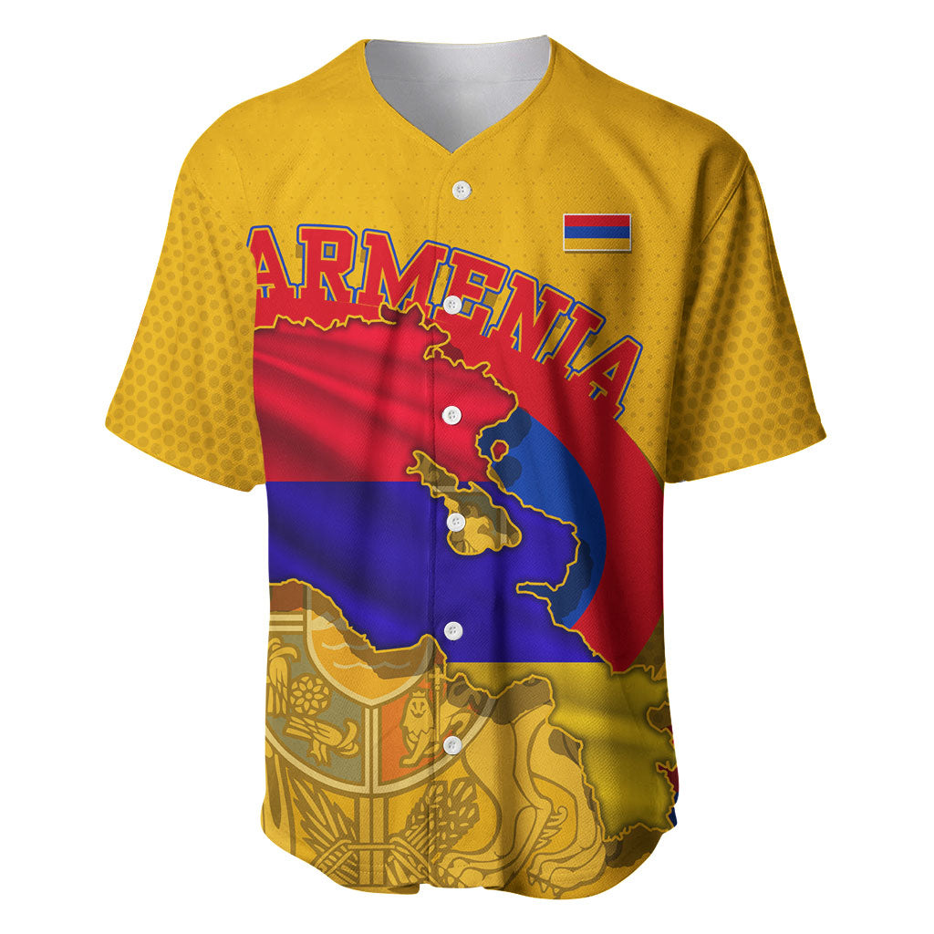 Personalized Armenia Coat Of Arms Baseball Jersey Armenian Flag Map And Patriotic Eagle Lion