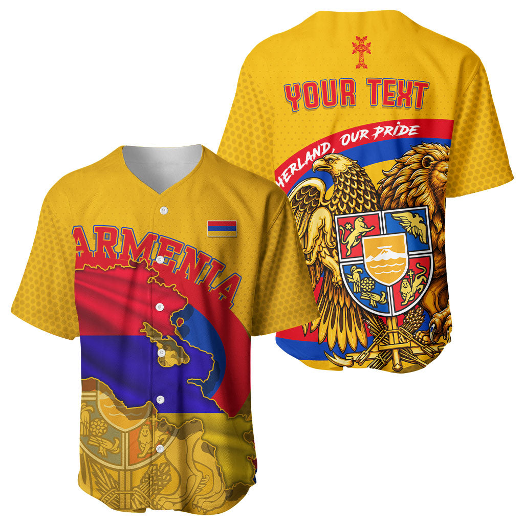 Personalized Armenia Coat Of Arms Baseball Jersey Armenian Flag Map And Patriotic Eagle Lion