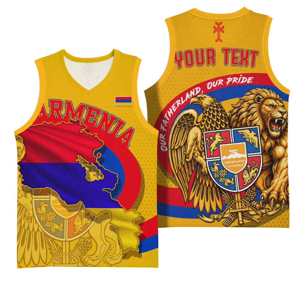 Personalized Armenia Coat Of Arms Basketball Jersey Armenian Flag Map And Patriotic Eagle Lion