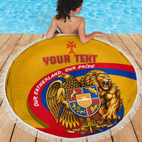 Personalized Armenia Coat Of Arms Beach Blanket Armenian Flag Map And Patriotic Eagle Lion