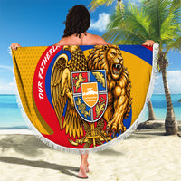 Personalized Armenia Coat Of Arms Beach Blanket Armenian Flag Map And Patriotic Eagle Lion