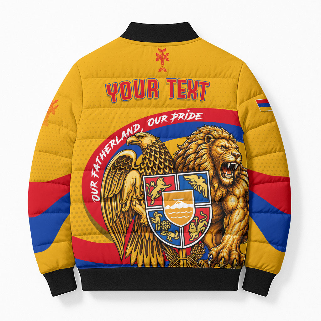 Personalized Armenia Coat Of Arms Bomber Puffer Jacket Armenian Flag Map And Patriotic Eagle Lion