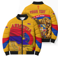 Personalized Armenia Coat Of Arms Bomber Puffer Jacket Armenian Flag Map And Patriotic Eagle Lion