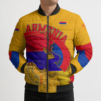 Personalized Armenia Coat Of Arms Bomber Puffer Jacket Armenian Flag Map And Patriotic Eagle Lion