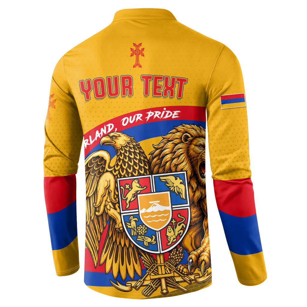 Personalized Armenia Coat Of Arms Button Sweatshirt Armenian Flag Map And Patriotic Eagle Lion