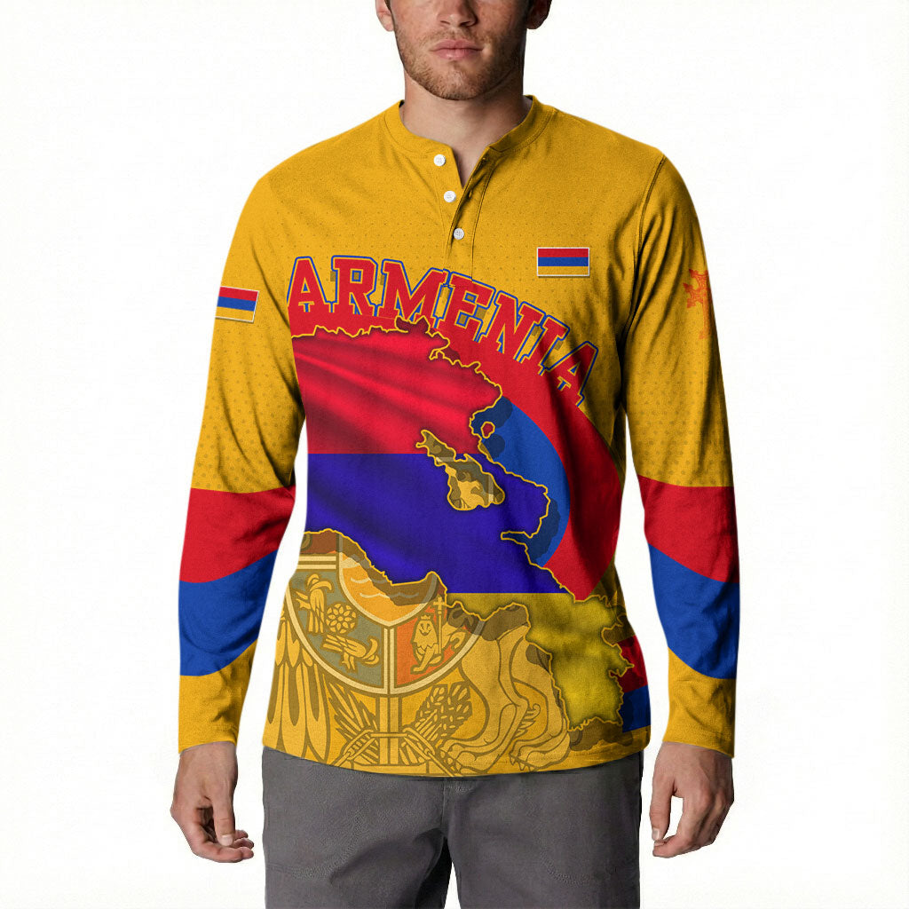 Personalized Armenia Coat Of Arms Button Sweatshirt Armenian Flag Map And Patriotic Eagle Lion
