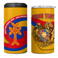 Personalized Armenia Coat Of Arms 4 in 1 Can Cooler Tumbler Armenian Flag Map And Patriotic Eagle Lion