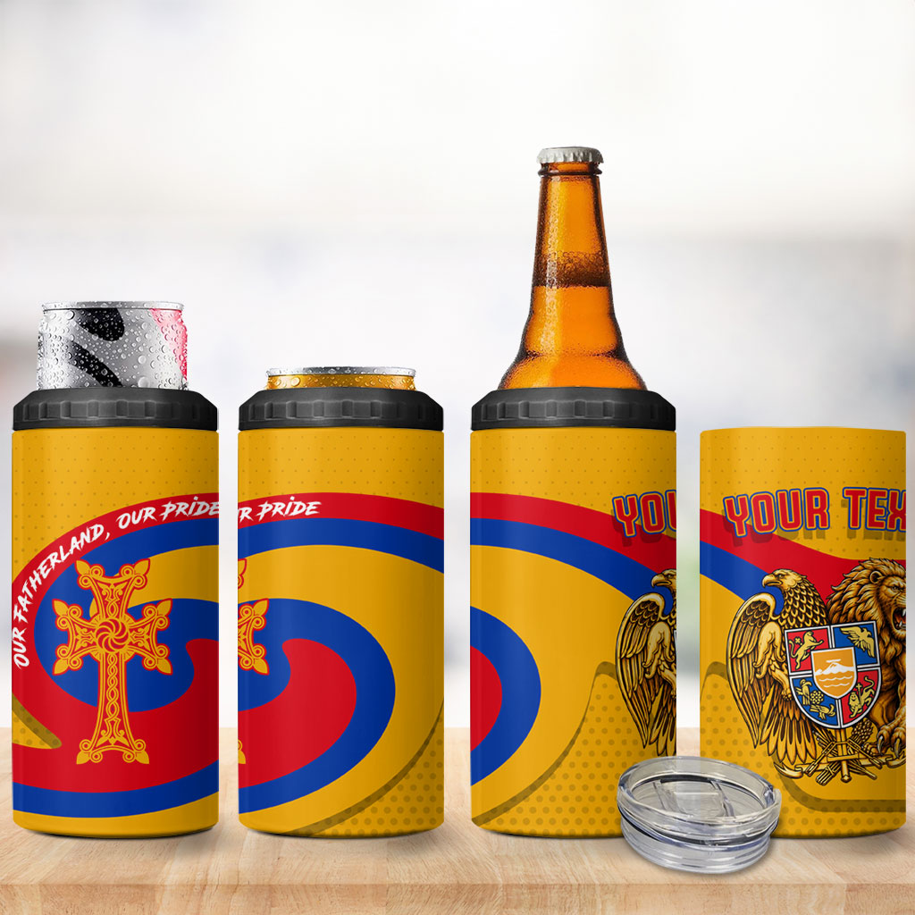 Personalized Armenia Coat Of Arms 4 in 1 Can Cooler Tumbler Armenian Flag Map And Patriotic Eagle Lion