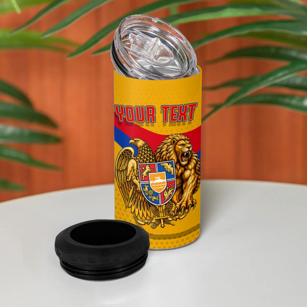 Personalized Armenia Coat Of Arms 4 in 1 Can Cooler Tumbler Armenian Flag Map And Patriotic Eagle Lion