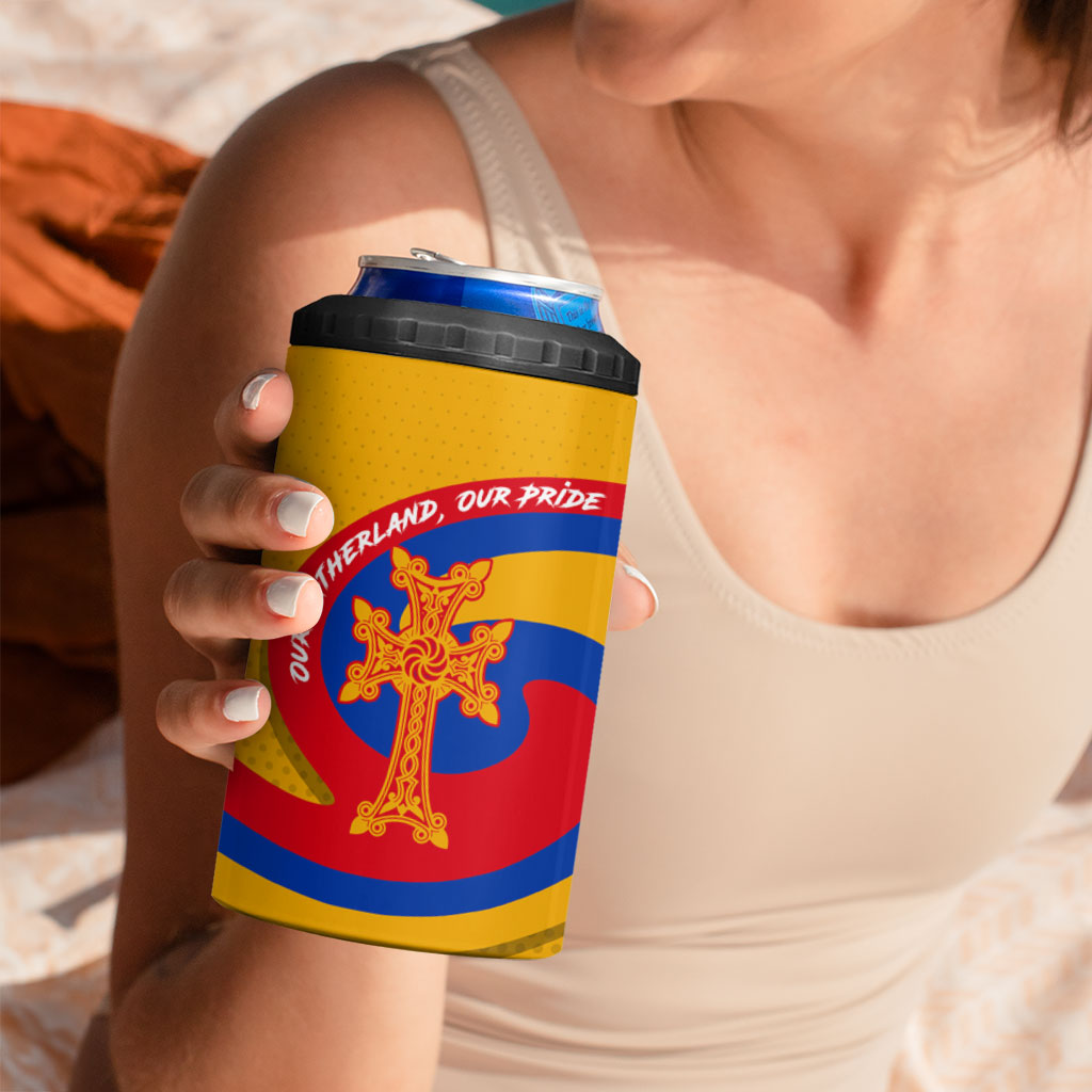 Personalized Armenia Coat Of Arms 4 in 1 Can Cooler Tumbler Armenian Flag Map And Patriotic Eagle Lion