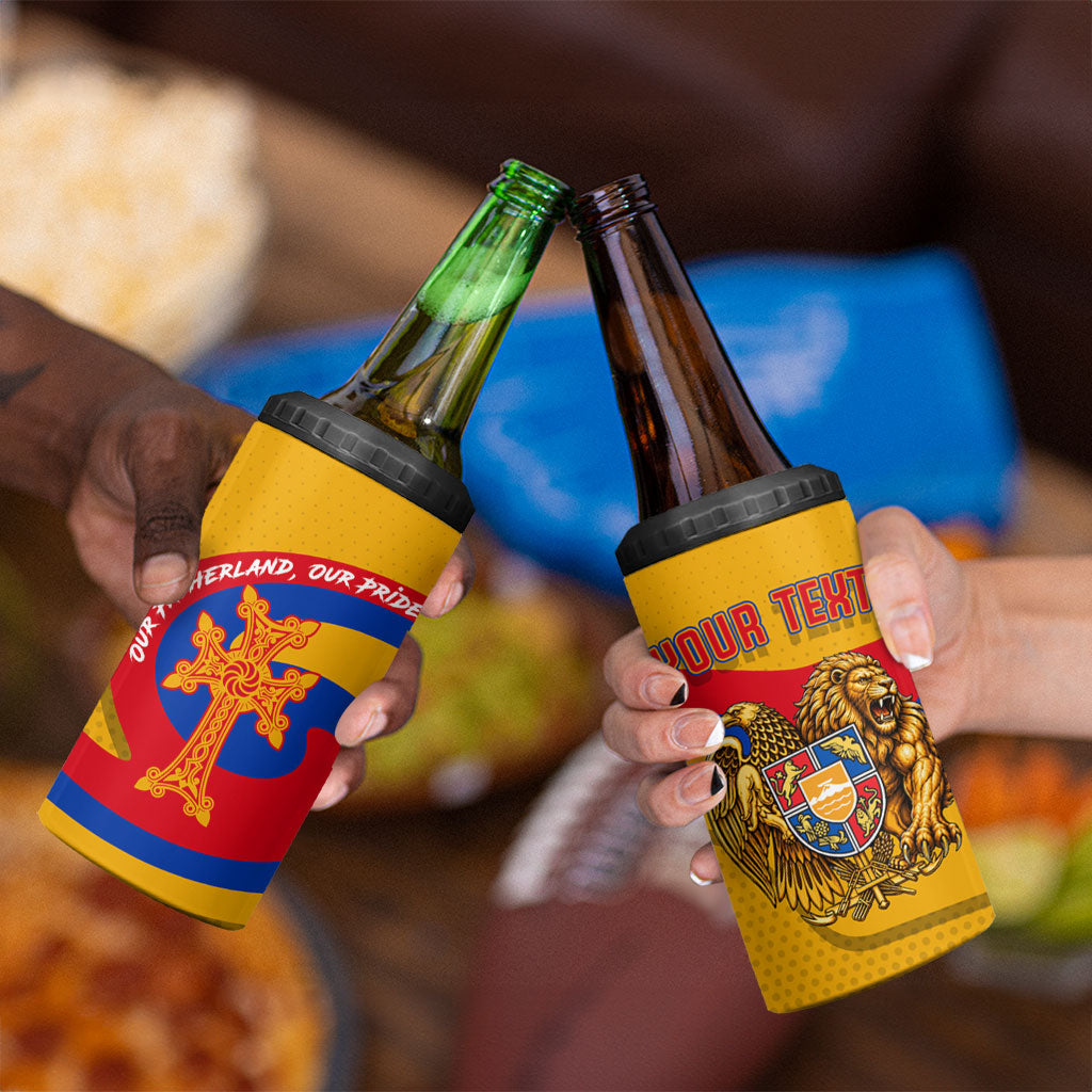 Personalized Armenia Coat Of Arms 4 in 1 Can Cooler Tumbler Armenian Flag Map And Patriotic Eagle Lion