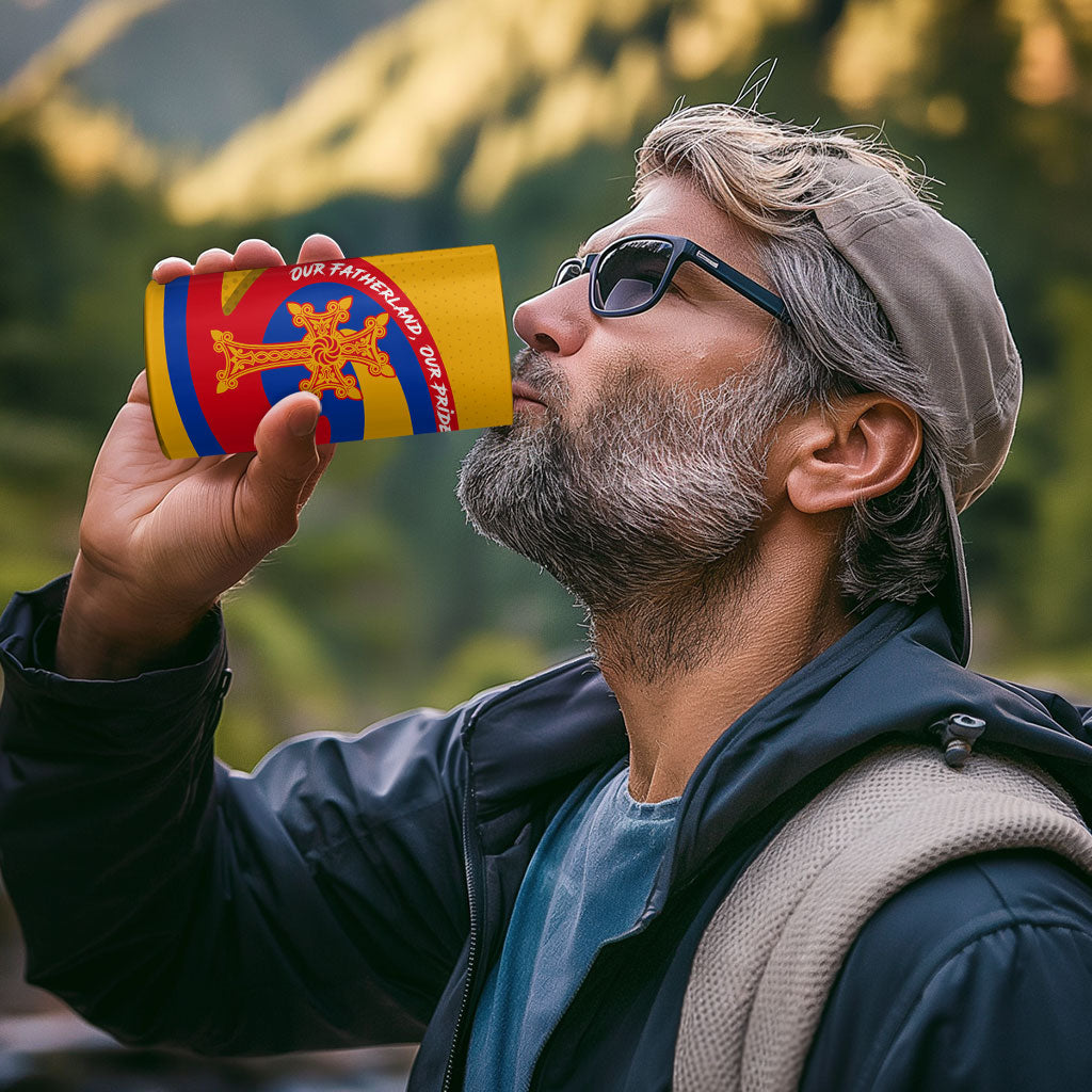 Personalized Armenia Coat Of Arms 4 in 1 Can Cooler Tumbler Armenian Flag Map And Patriotic Eagle Lion