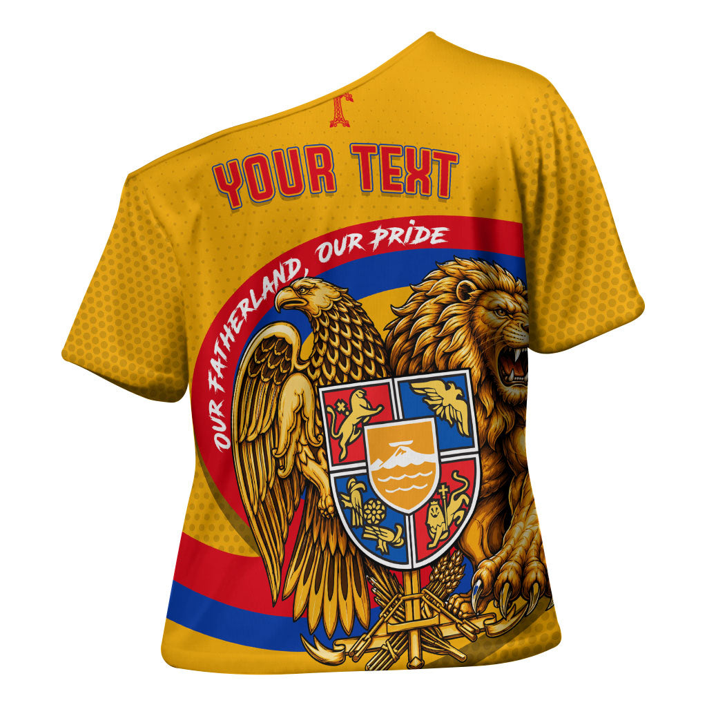 Personalized Armenia Coat Of Arms Cross Shoulder Shirt Armenian Flag Map And Patriotic Eagle Lion