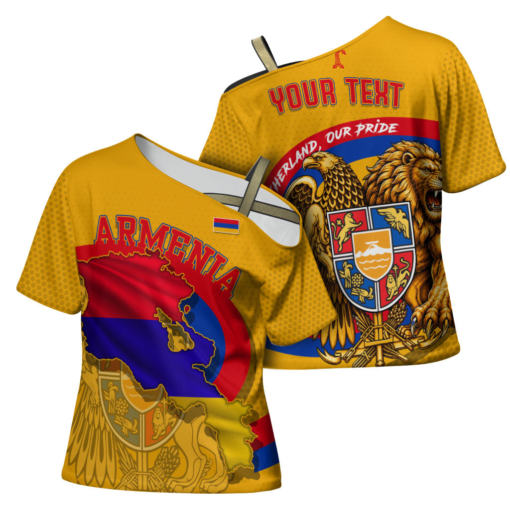 Personalized Armenia Coat Of Arms Cross Shoulder Shirt Armenian Flag Map And Patriotic Eagle Lion