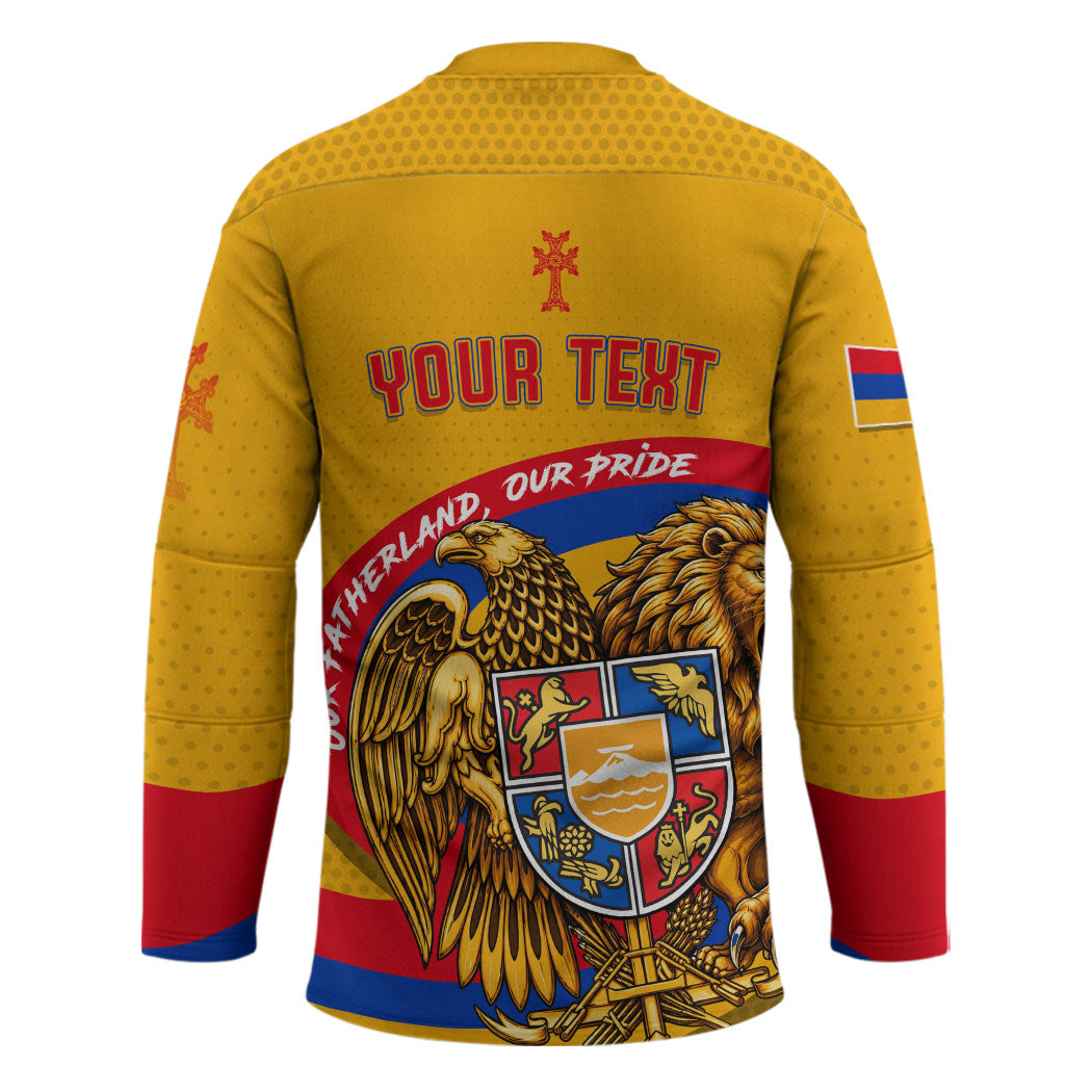 Personalized Armenia Coat Of Arms Hockey Jersey Armenian Flag Map And Patriotic Eagle Lion
