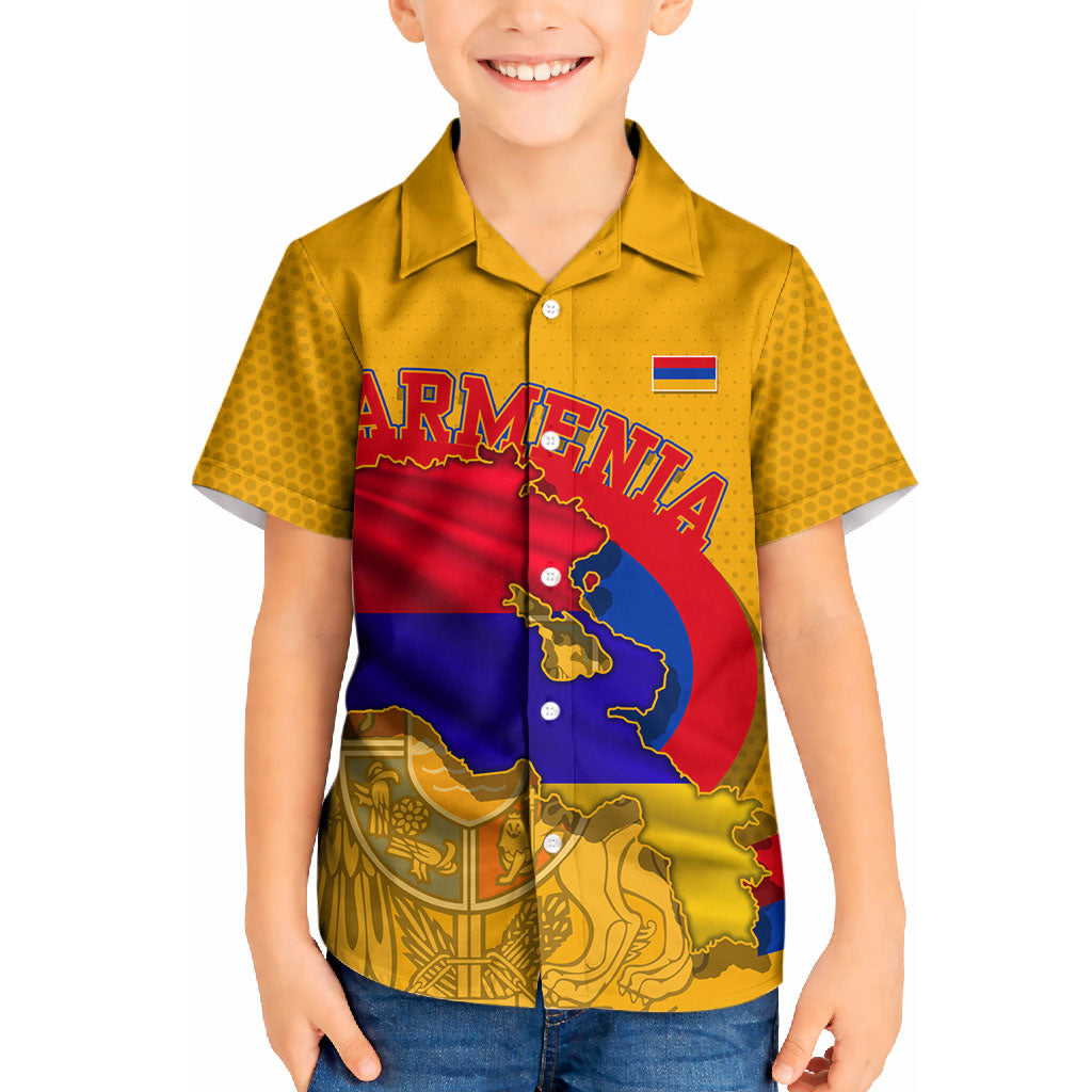 Personalized Armenia Coat Of Arms Kid Hawaiian Shirt Armenian Flag Map And Patriotic Eagle Lion