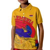 Personalized Armenia Coat Of Arms Kid Polo Shirt Armenian Flag Map And Patriotic Eagle Lion