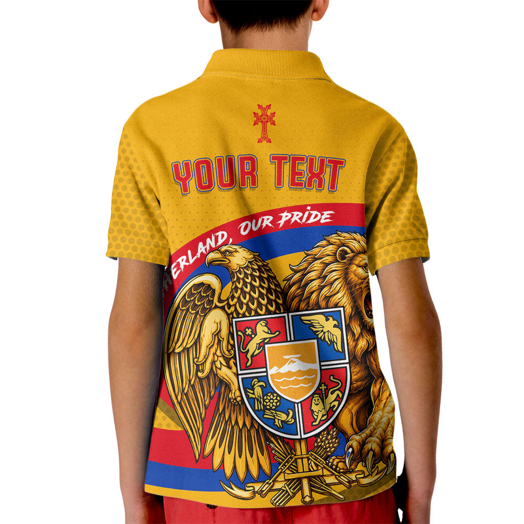Personalized Armenia Coat Of Arms Kid Polo Shirt Armenian Flag Map And Patriotic Eagle Lion