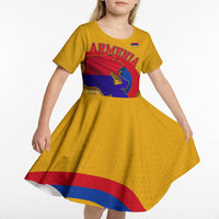 Personalized Armenia Coat Of Arms Kid Short Sleeve Dress Armenian Flag Map And Patriotic Eagle Lion