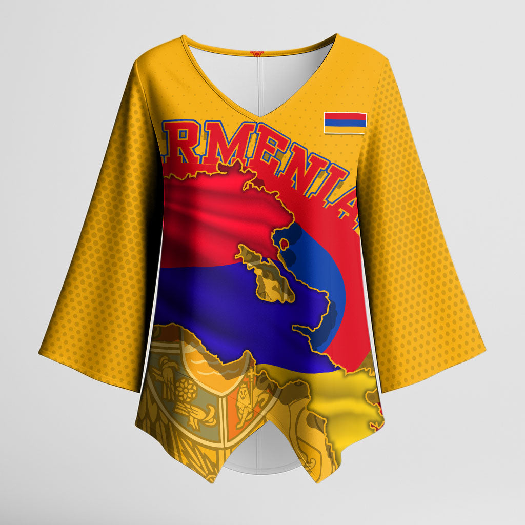 Personalized Armenia Coat Of Arms Kimono Sleeve Blouse Armenian Flag Map And Patriotic Eagle Lion