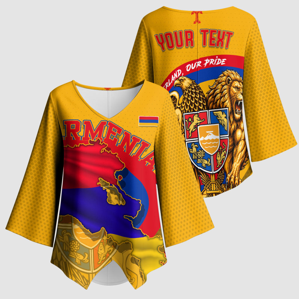 Personalized Armenia Coat Of Arms Kimono Sleeve Blouse Armenian Flag Map And Patriotic Eagle Lion